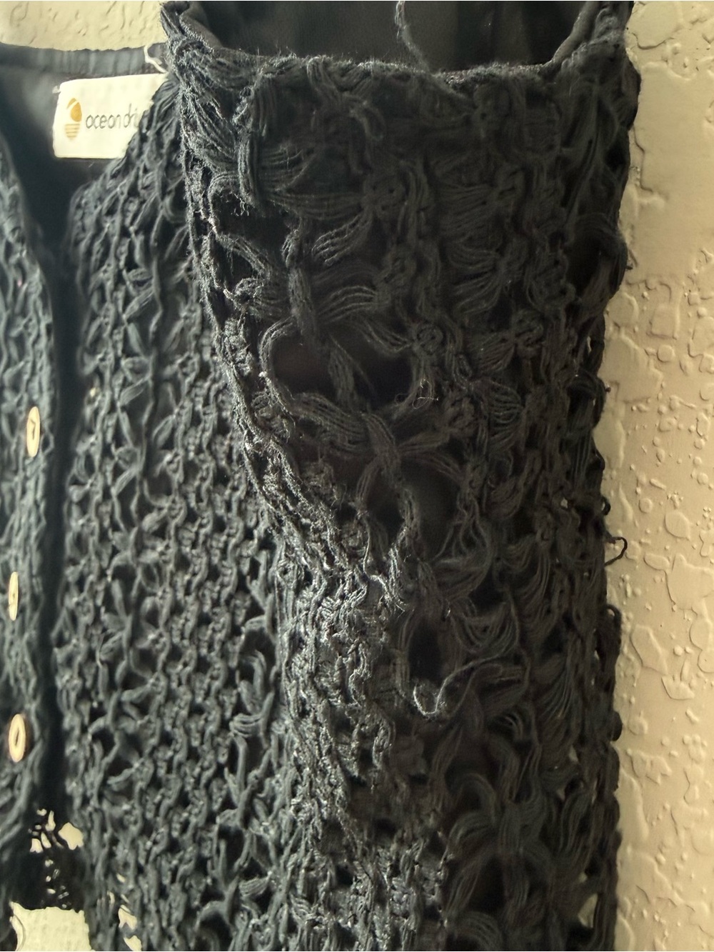 Ocean Drive Black Crochet Button-Front Camisole - Picture 3 of 5